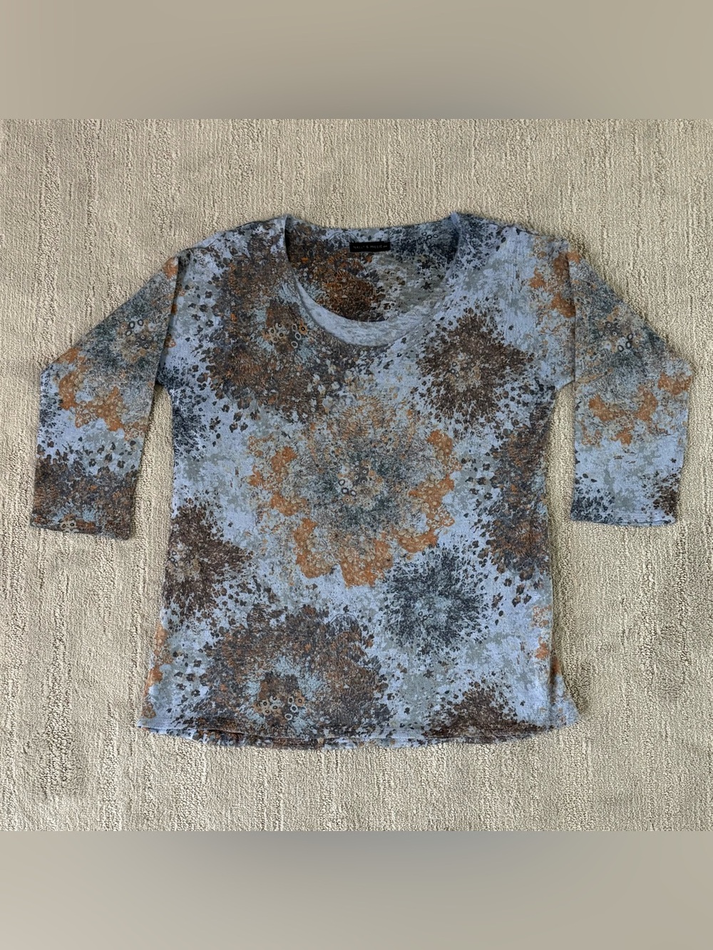 Nally & Millie Abstract Floral Burnout Top M Fairy Grunge Whimsigoth Made in USA
